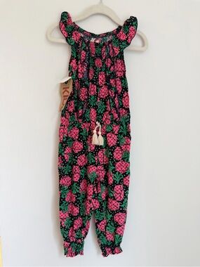 Cotton On Kids Pink & Green Floral Smocked Jumpsuit (Size 2)